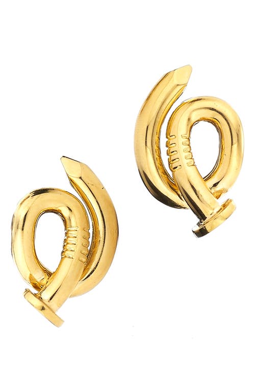 Bent Nail Earrings in Yellow Gold
