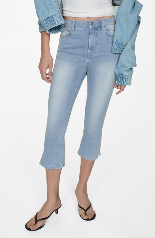 Shop Mango Slim Fit Slit Hem Capri Jeans In Medium Blue