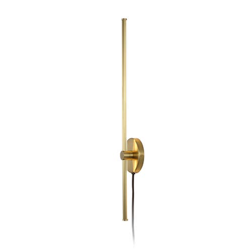 Jonathan Y Anton 1-light Modern Minimalist Iron Adjustable Bar Integrated Led Plug-in Sconce In Brass Gold