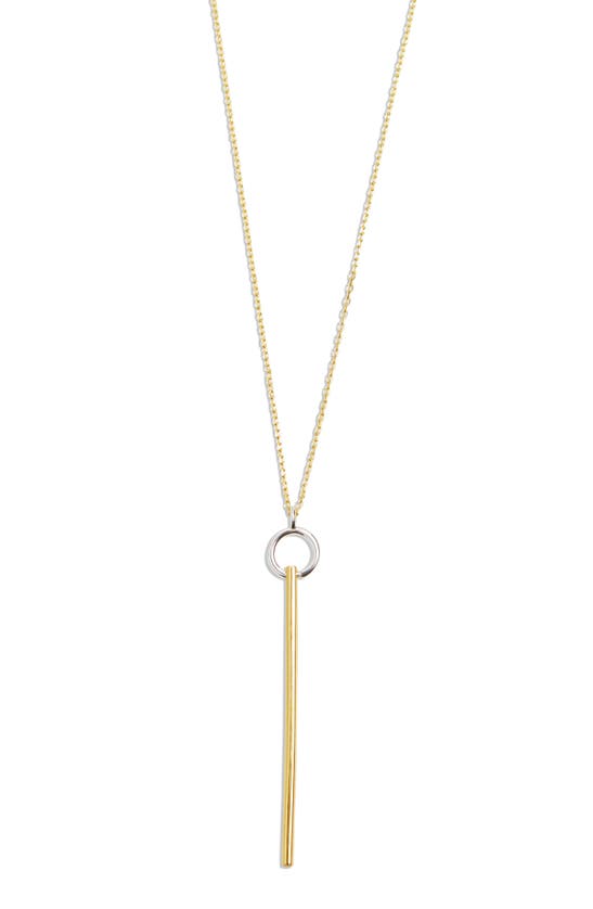 Shop Argento Vivo Sterling Silver Two-tone Y Necklace In Gold/ Silver