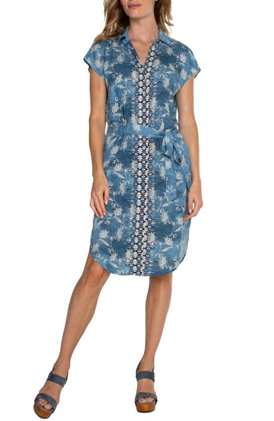Shop Liverpool Los Angeles Belted Shirtdress In Patchwork Floral