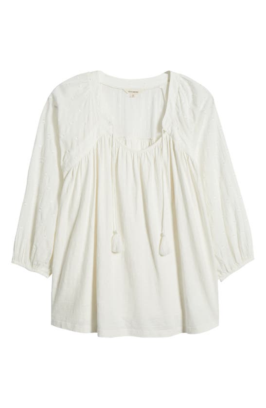 Shop Lucky Brand Mix Media Peasant Top In White