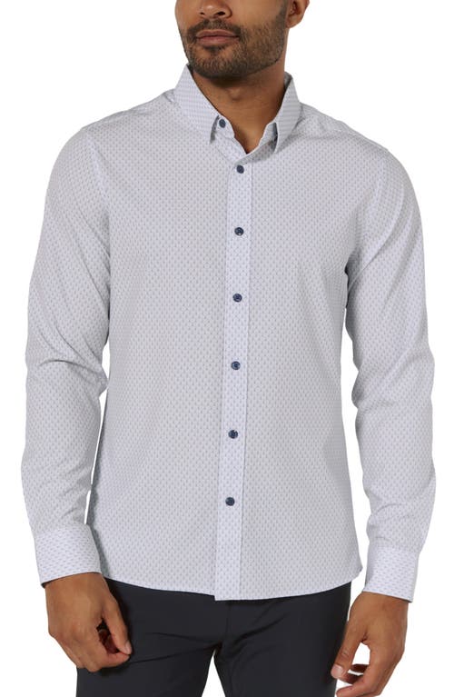 Shop 7 Diamonds Welles Geometric Print Performance Button-up Shirt In Grey