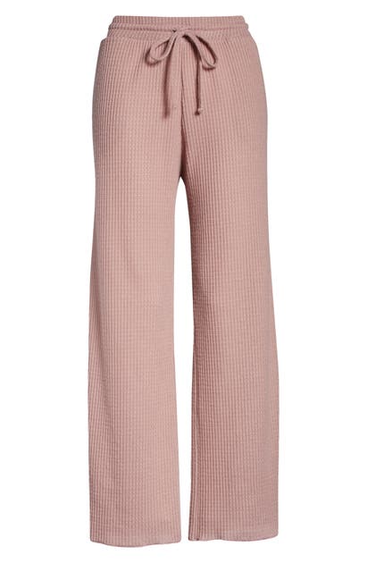 Socialite Waffle Knit Wide Leg Lounge Pants In Rose ModeSens