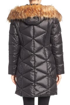 GUESS Quilted Puffer Coat with Faux Fur Trim | Nordstrom