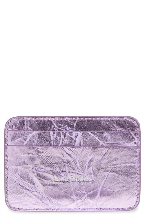 Acne Studios Crinkled Metallic Leather Card Case In Lavender Purple