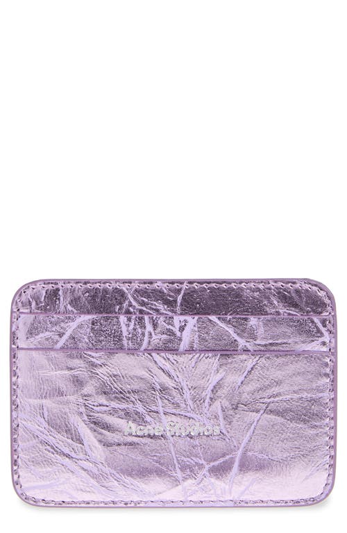 Shop Acne Studios Crinkled Metallic Leather Card Case In Lavender Purple