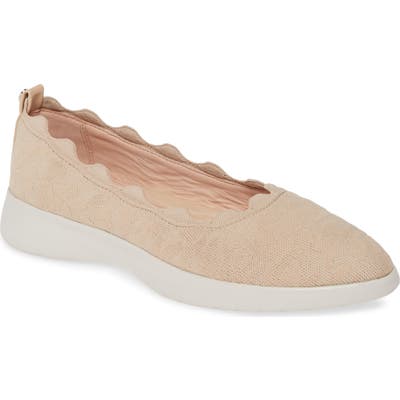 Taryn Rose Dasha Scallop Sock Flat, Ivory