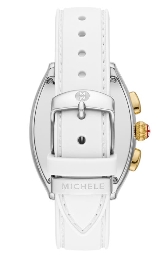 Michele Relevé Sport Chronograph Silicone Strap Watch, 31mm In White