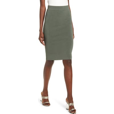 Leith High Waist Body-Con Skirt, Green