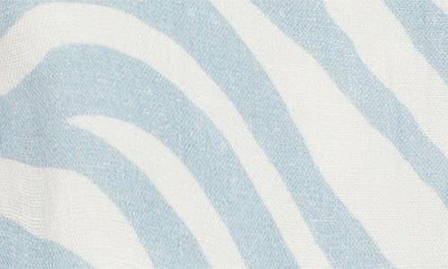 Mon Coeur Zebra Print Linen Henley Romper In Natural/sterling Blue