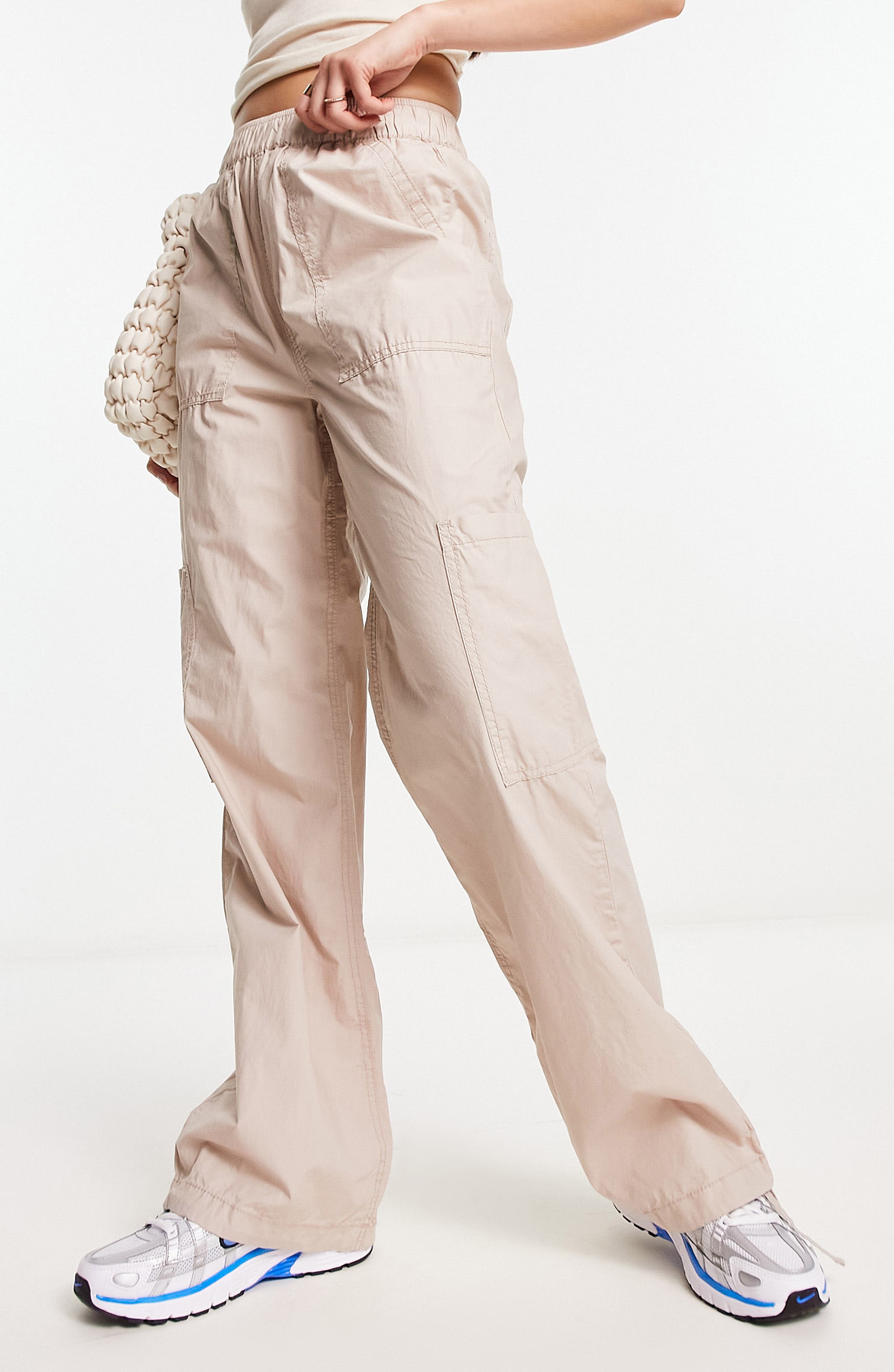 ASOS DESIGN Hourglass oversized cargo pants with multi pocket and tie waist  in khaki