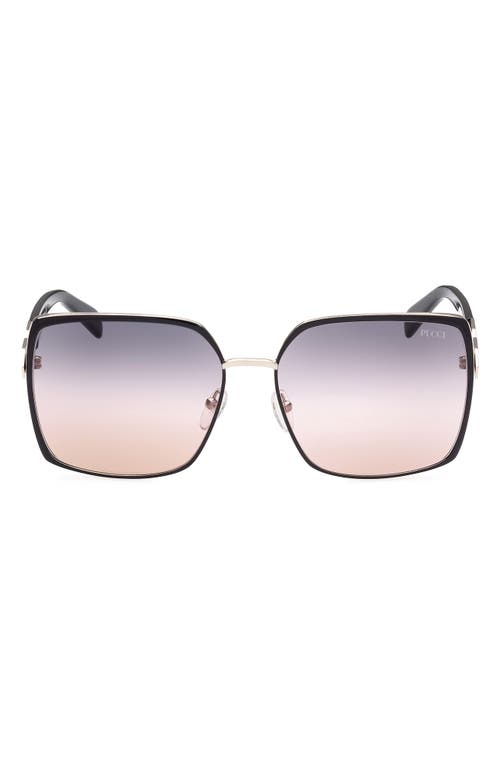 60mm Gradient Square Sunglasses in Black/Other /Gradient Smoke