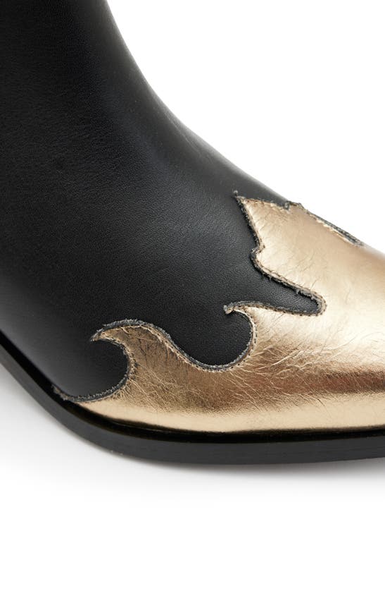 Shop Allsaints Dellaware Pointed Toe Chelsea Boot In Black/ Gold