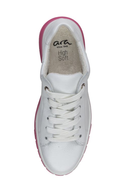 Shop Ara Forsyth Sneaker In White Cervocalf W/pink Sole