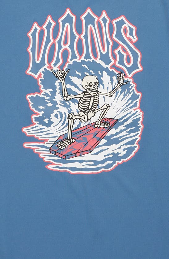 Shop Vans Kids' Surfin' Skeleton Short Sleeve Rashguard In Copen Blue