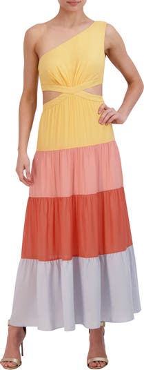 BCBGMAXAZRIA Colorblock One Shoulder Maxi Dress Nordstrom