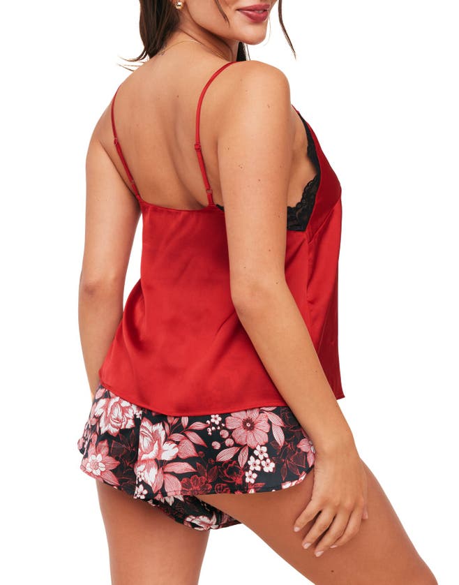 Adore Me Linny Pajama Camisole & Shorts Set In Floral Black