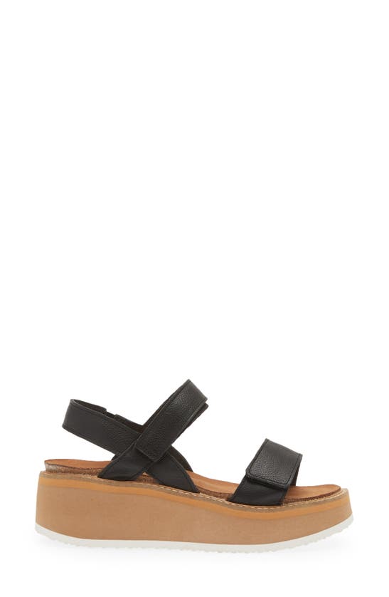 Naot Meringue Wedge Sandal In Soft Black Leather
