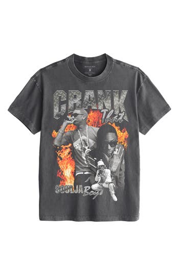 Shop Goodie Two Sleeves Crank That Flames Graphic Print T-shirt In Asphalt