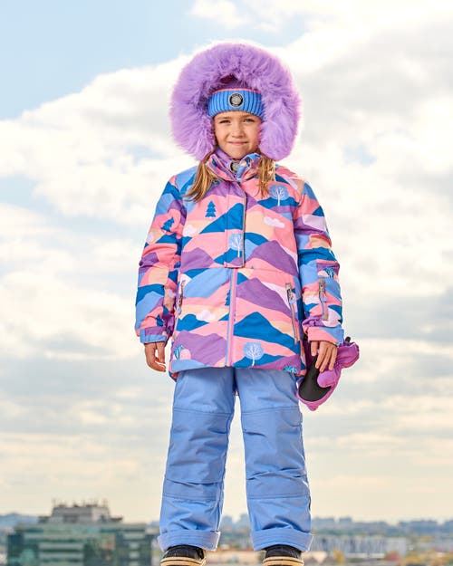 Shop Deux Par Deux Girl's Two Piece Snowsuit Vintage Blue Printed Landscape In Cornflower Blue