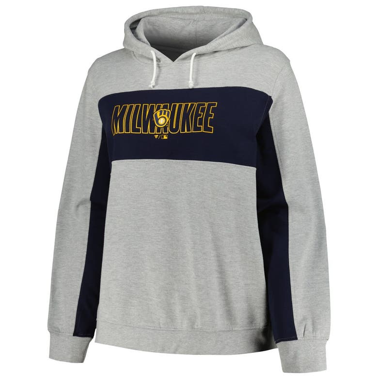 Shop Profile Heather Gray Milwaukee Brewers Plus Size Pullover Jersey Hoodie
