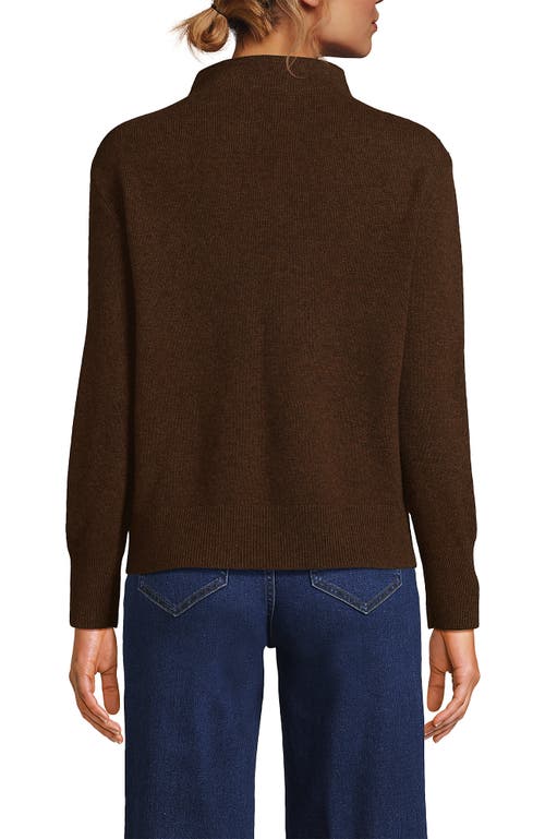 Shop Lands' End Cashmere Funnel Neck Sweater In Dark Carob Heather