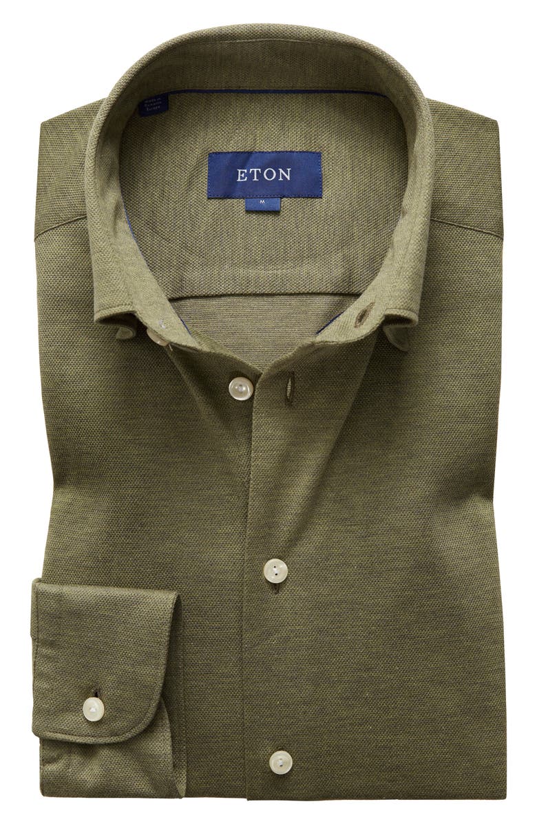 Eton Soft Casual Line Slim Fit Pique Knit Shirt Nordstrom