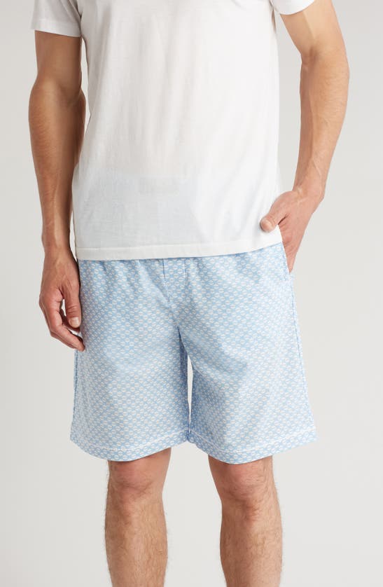 Shop Ted Baker Luxe Cotton Poplin Pajama Shorts In Spring Blues Geo