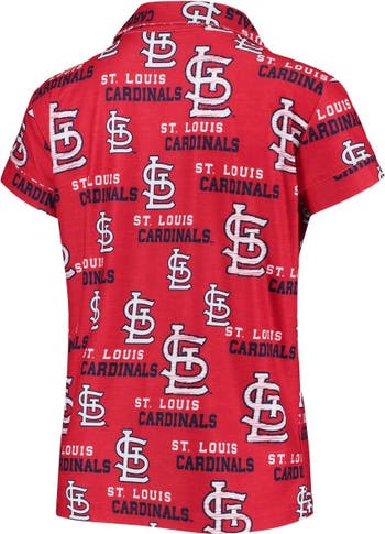 CONCEPTS SPORT Women's Concepts Sport Red St. Louis Cardinals Zest Allover  Print Button-Up Shirt & Shorts Sleep Set