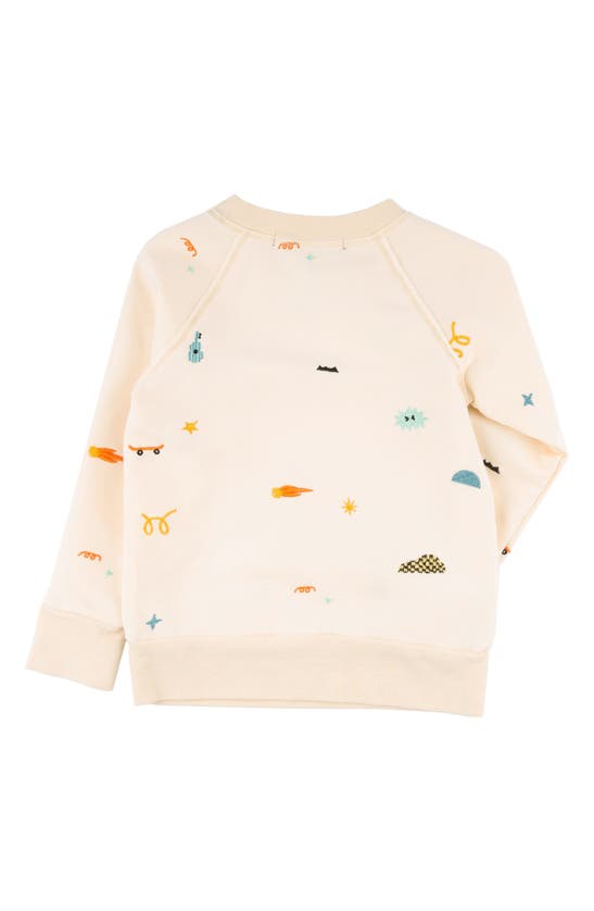 Miki Miette Kids' Iggy Rock 'n' Roll Embroidered Sweatshirt In Cream
