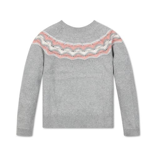 Hope & Henry Baby Girls' Organic Fair Isle Raglan Sweater, Infant In Gray Heather Fair Isle