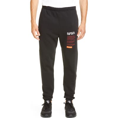 Heron Preston Nasa Slim Fit Embroidered Sweatpants, Black