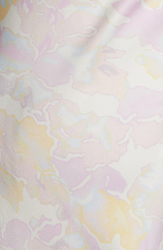 Shop Open Edit Cutout Satin Chemise In Ivory Egret Sky Floral