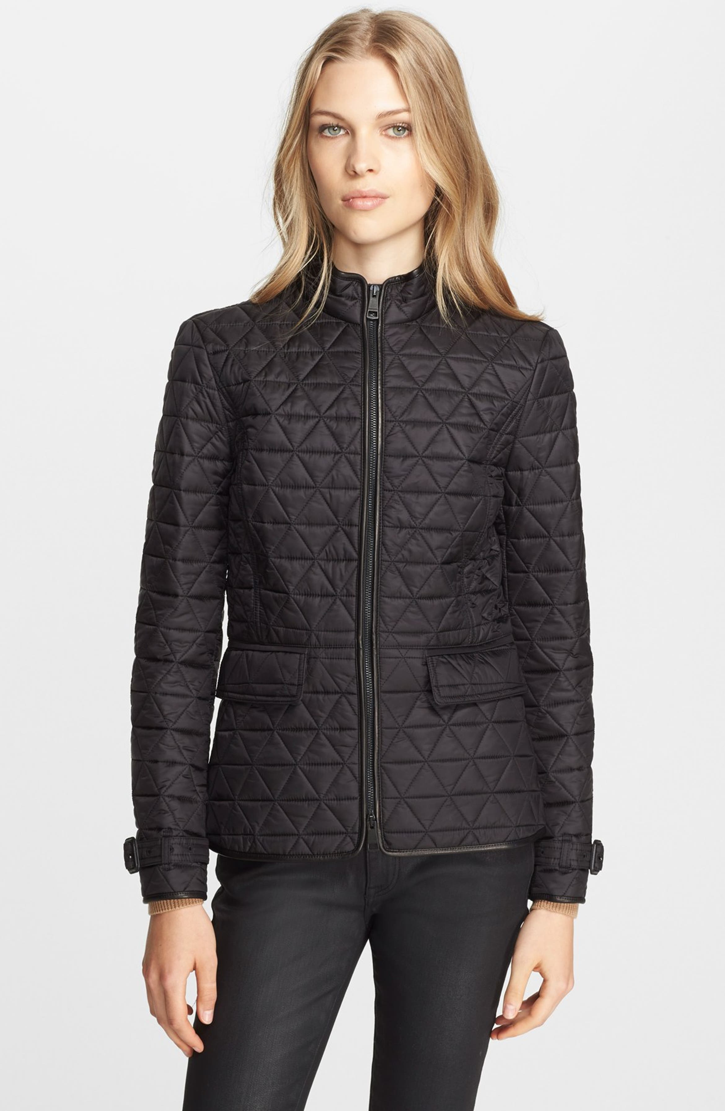 Burberry Brit 'Laycroft' Leather Trim Quilted Moto Jacket | Nordstrom