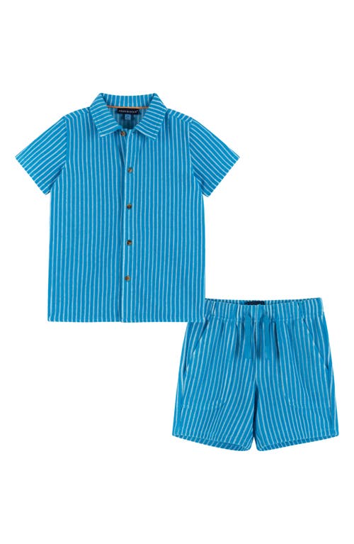 ANDY & EVAN ANDY & EVAN KIDS' FRENCH TERRY BUTTON-UP SHIRT & SHORTS SET