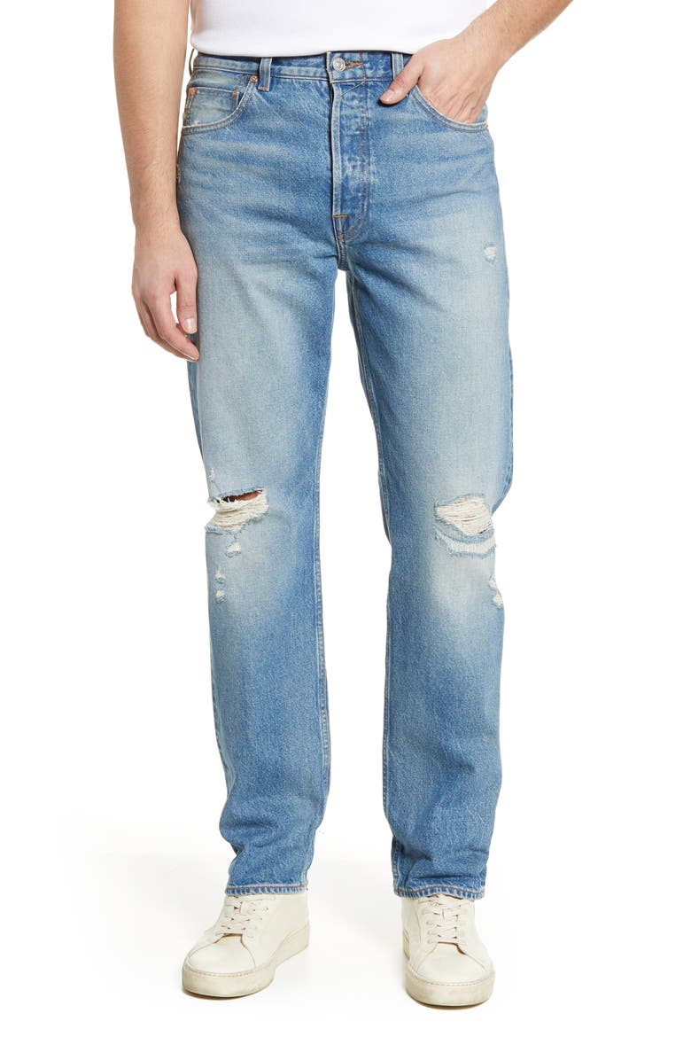 7 For All Mankind <sup>®</sup> Straight Leg Ripped Jeans, Main, color, 