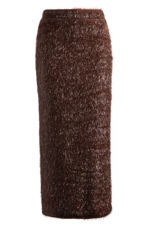 Topshop Tinsel Midi Skirt in Brown 