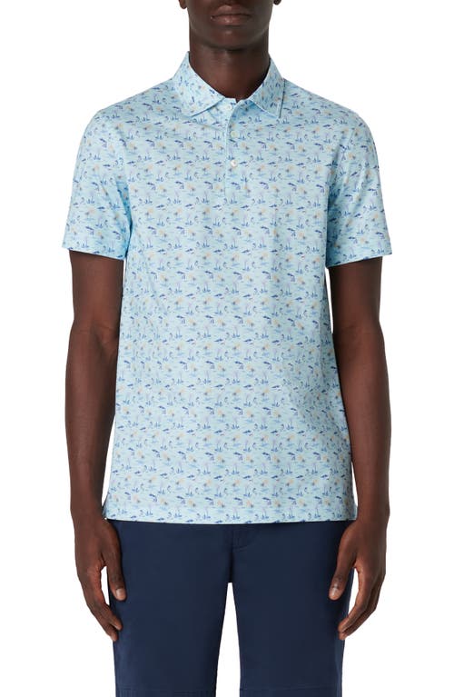 Bugatchi Victor OoohCotton Tropical Print Polo Aqua at Nordstrom,