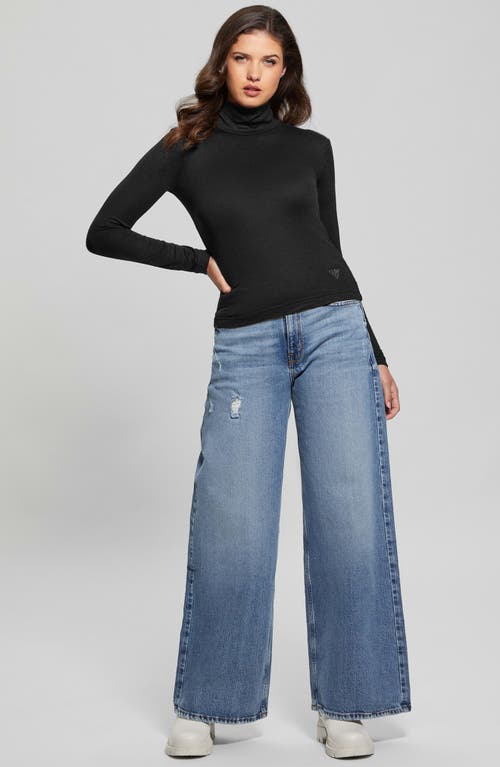 Shop Guess Anita Turtleneck Top In Jet Black