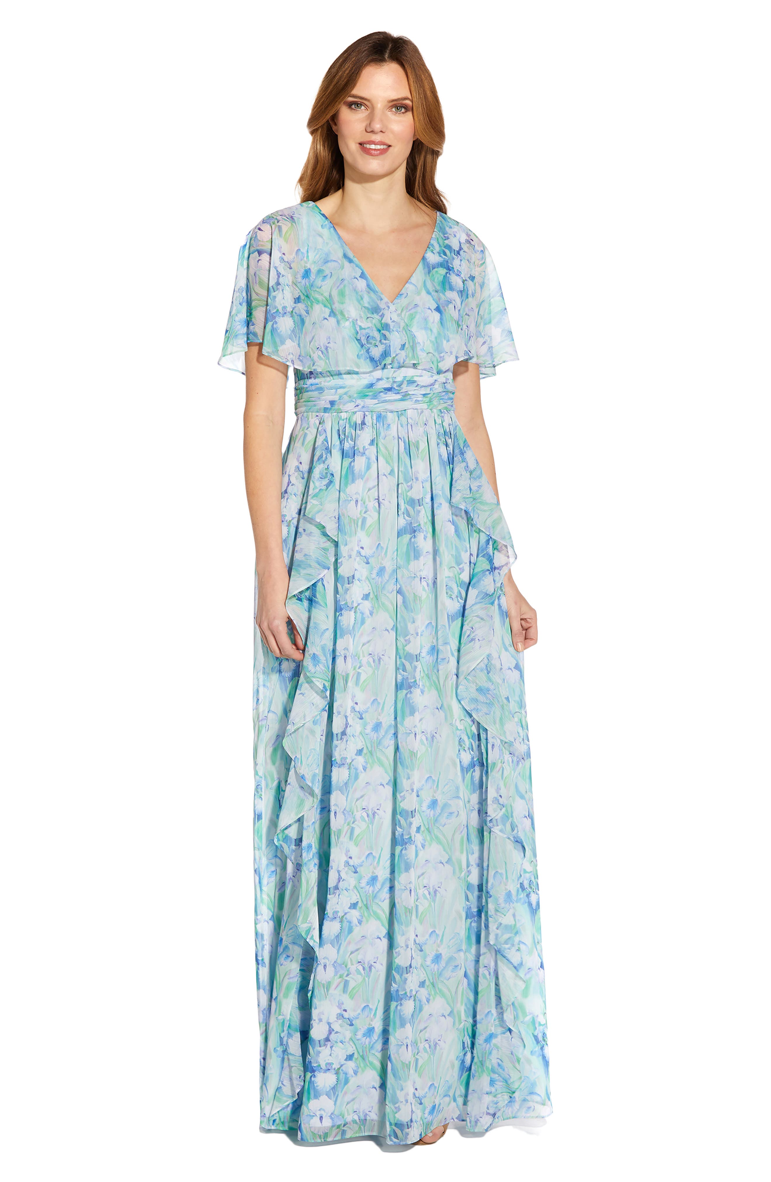 Robe De Soirée Adrianna Papell à Paillettes Bleu Nil - Taille 14W - Neuf Sans étiquettes