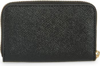 Coach Crossgrain Leather Small Zip Around Card Case - Black