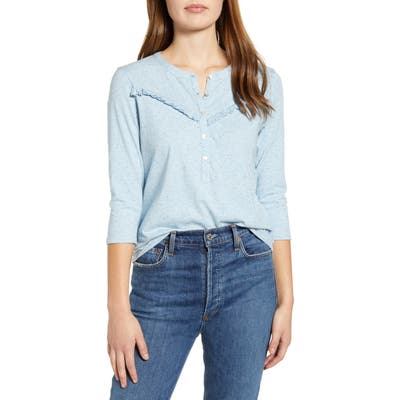 Lucky Brand Ruffle Bib Nep Henley, Blue