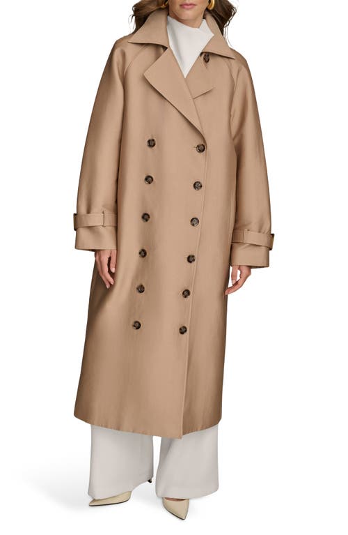 Shop Donna Karan New York Double Breasted Trench Coat In Khaki