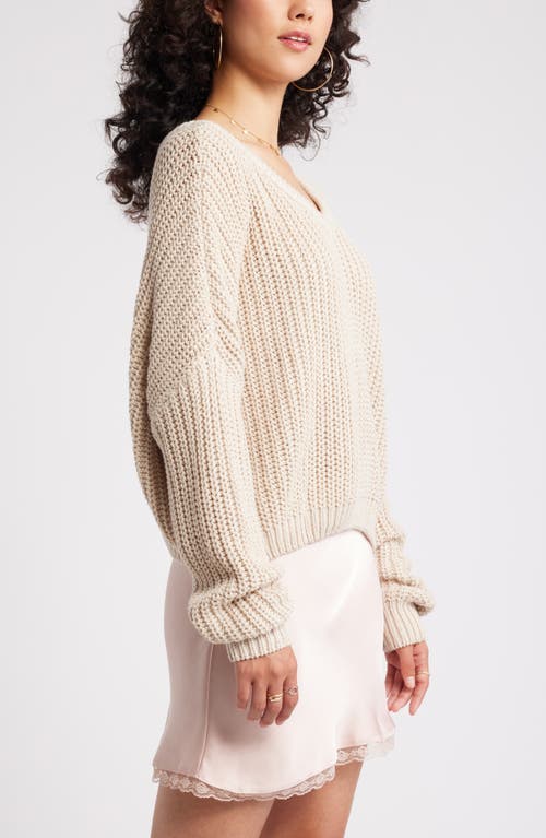 Shop Bp. Relaxed Reversible Sweater In Beige Oatmeal Heather