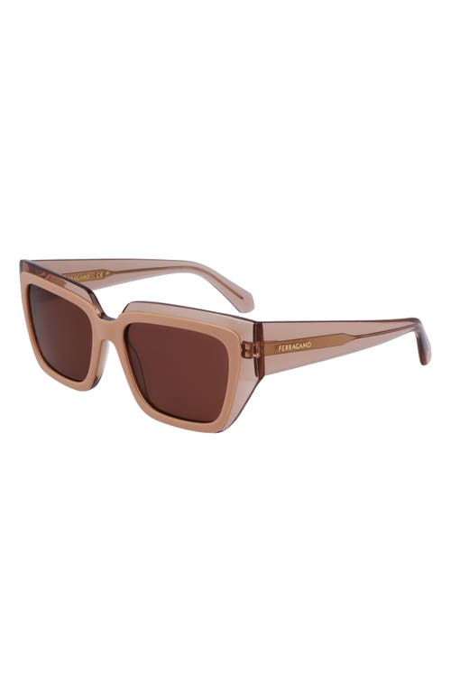 Shop Ferragamo Classic Logo 55mm Square Sunglasses In Trnsprnt Nude/rose