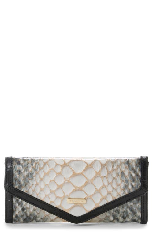 Brahmin Veronica Croc Embossed Leather Envelope Wallet In Black