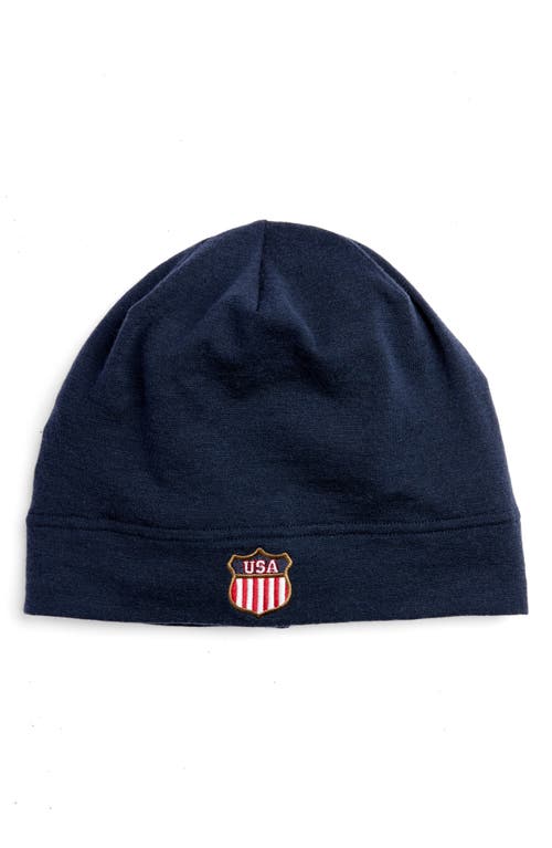 776BC x The Boys in the Boat Pro Wind Resistant Merino Wool Blend Beanie in Navy at Nordstrom