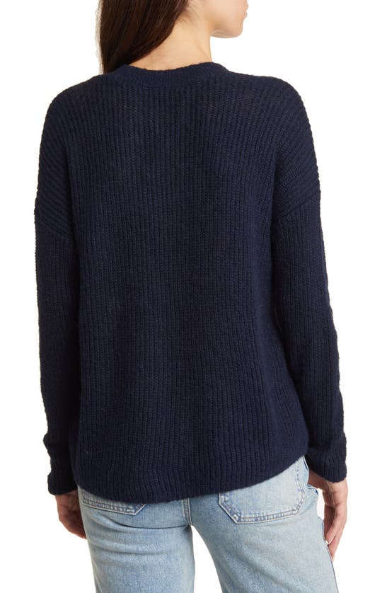 Madewell Ribbed Crewneck Sweater In Deep Indigo
