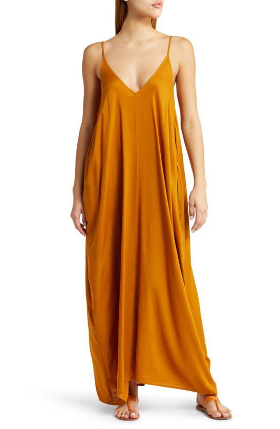Elan V-back Cover-up Maxi Dress In Curry